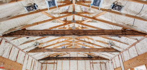 Spray foam insulation in an attic in West Palm Beach, FL.